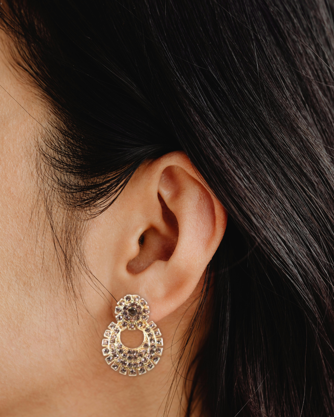 Layered Crystal Circle Earrings (DH P757)