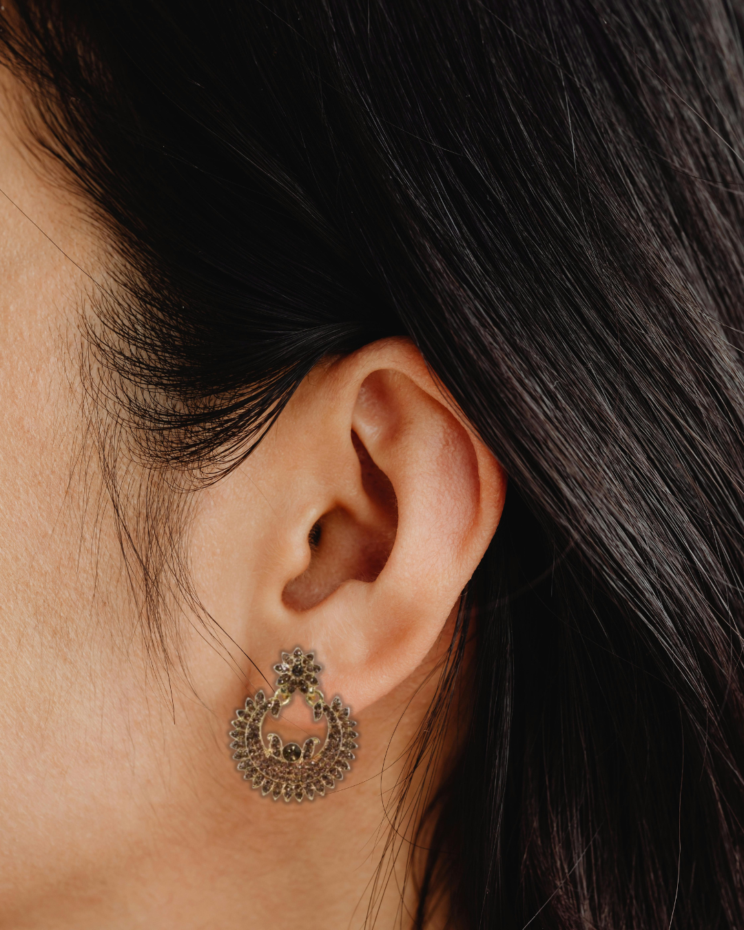 Golden Crystal Halo Earrings (DH P680)
