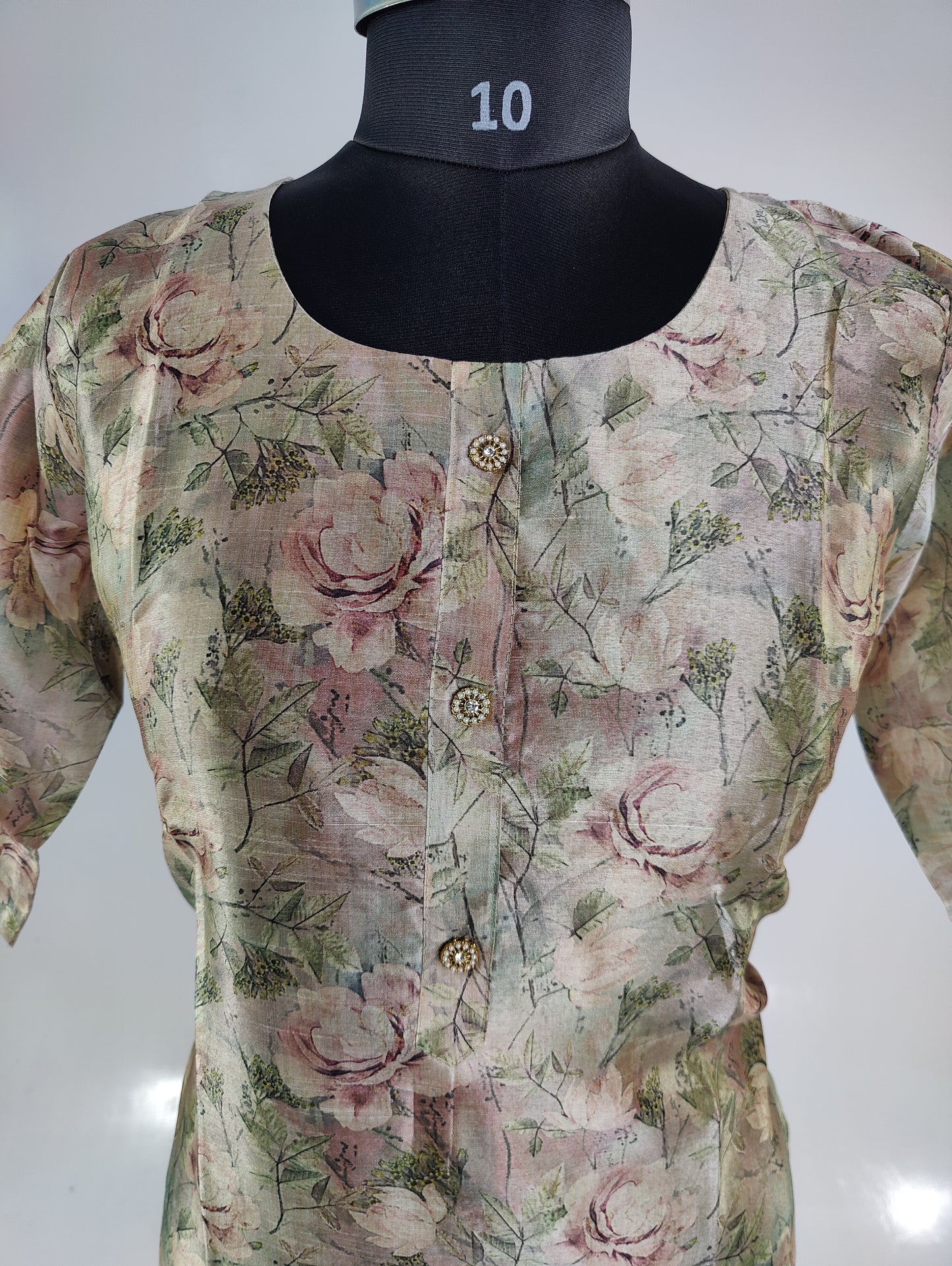 Beige Floral Kurta