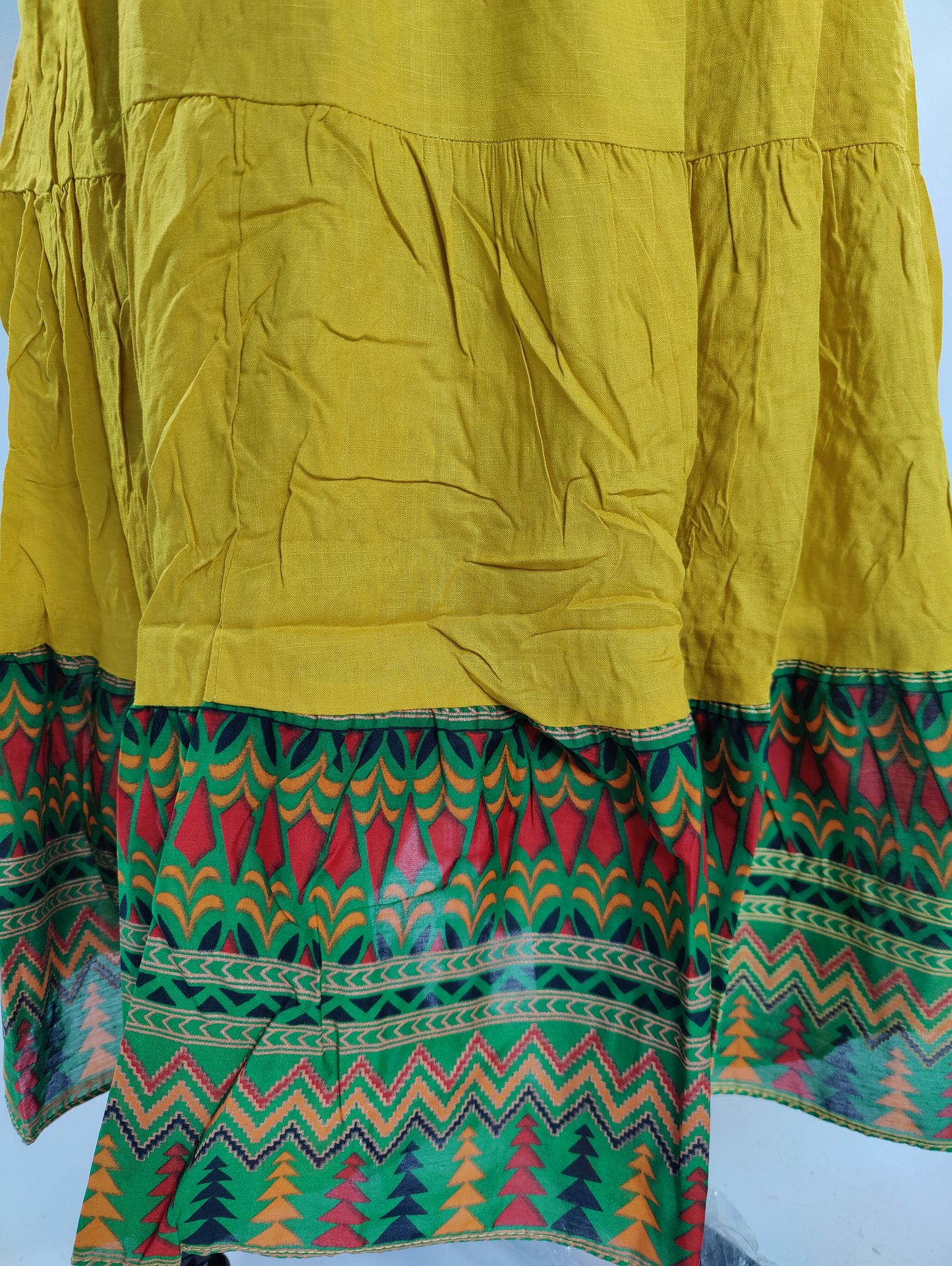 Sun-Kissed Elegance: Mustard Yellow Embroidered Kurti with Tiered Hem