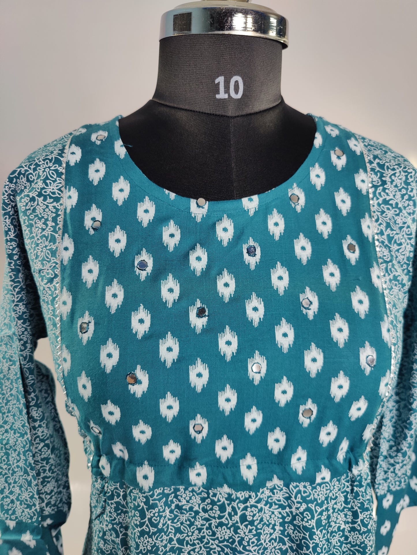 Bohemian Blue: Printed Kurti with Contrast Details