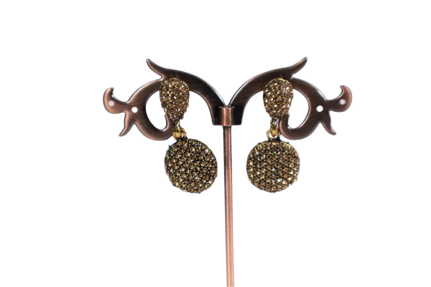 Shimmering Crystal Oval Earrings (GOLDEN BLACK) (DH P744)