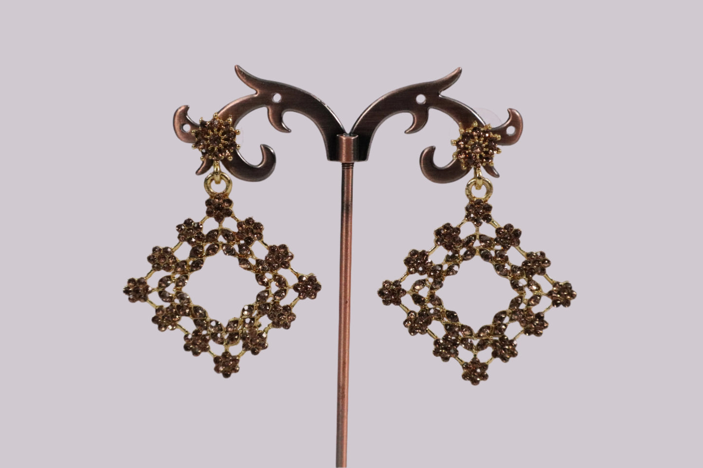 Diamond Lattice Drop Earrings (DH P778)