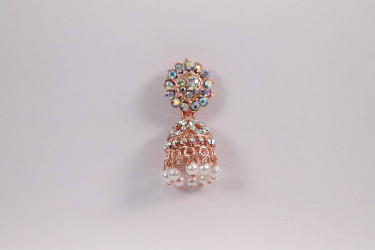 Iridescent Jhumka Drops with Pearl Tassels (DH ZG774)