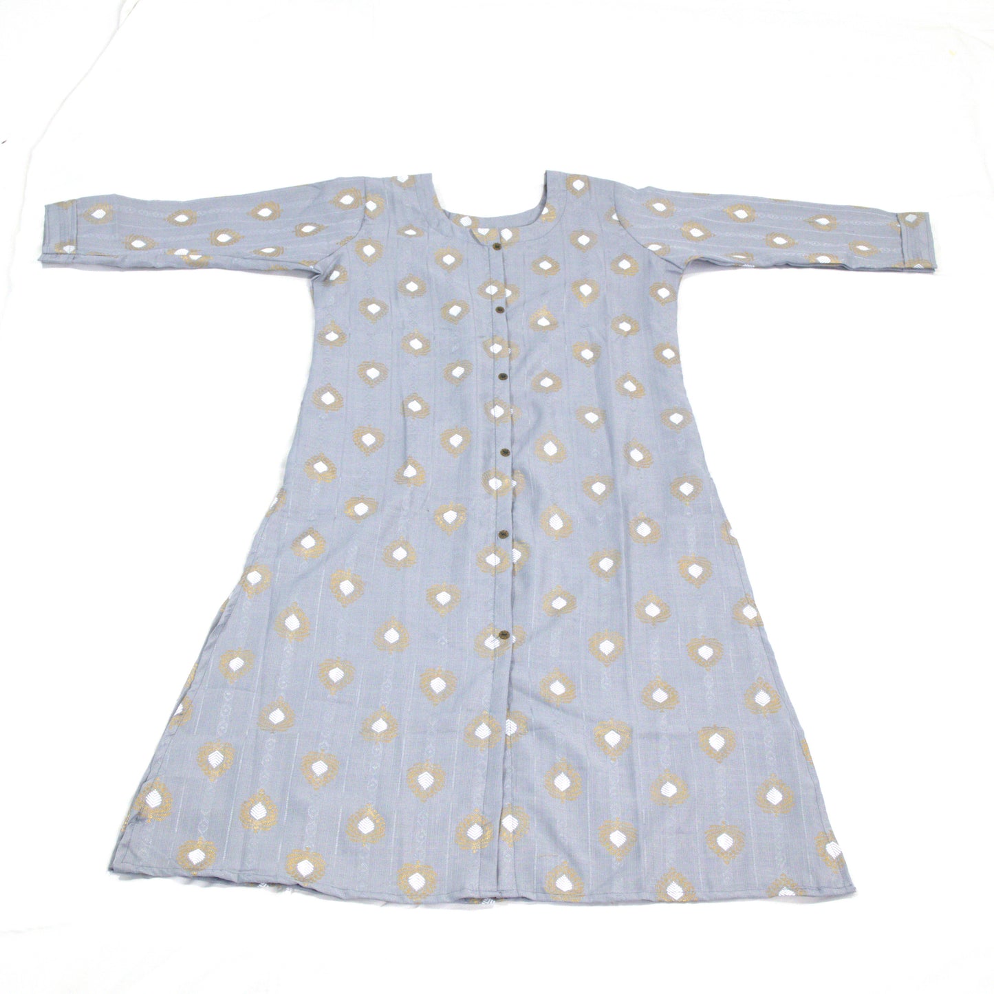 Diamond Print Cotton Kurti Dress in Powder Blue