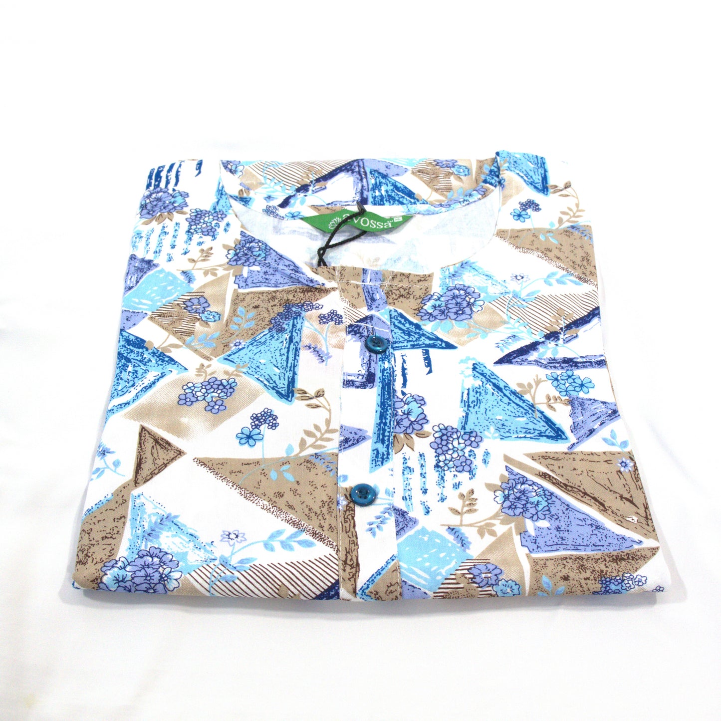 Blue and White Geometric Print Kurta