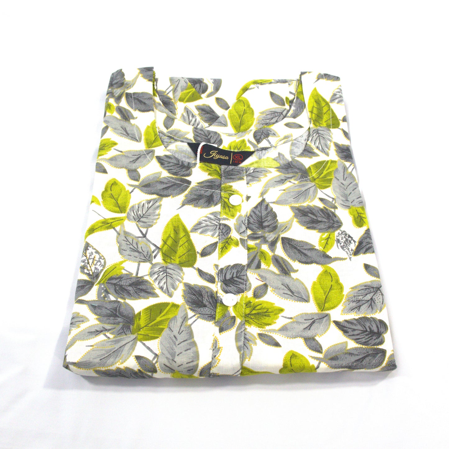 White Leaf Print Kurta