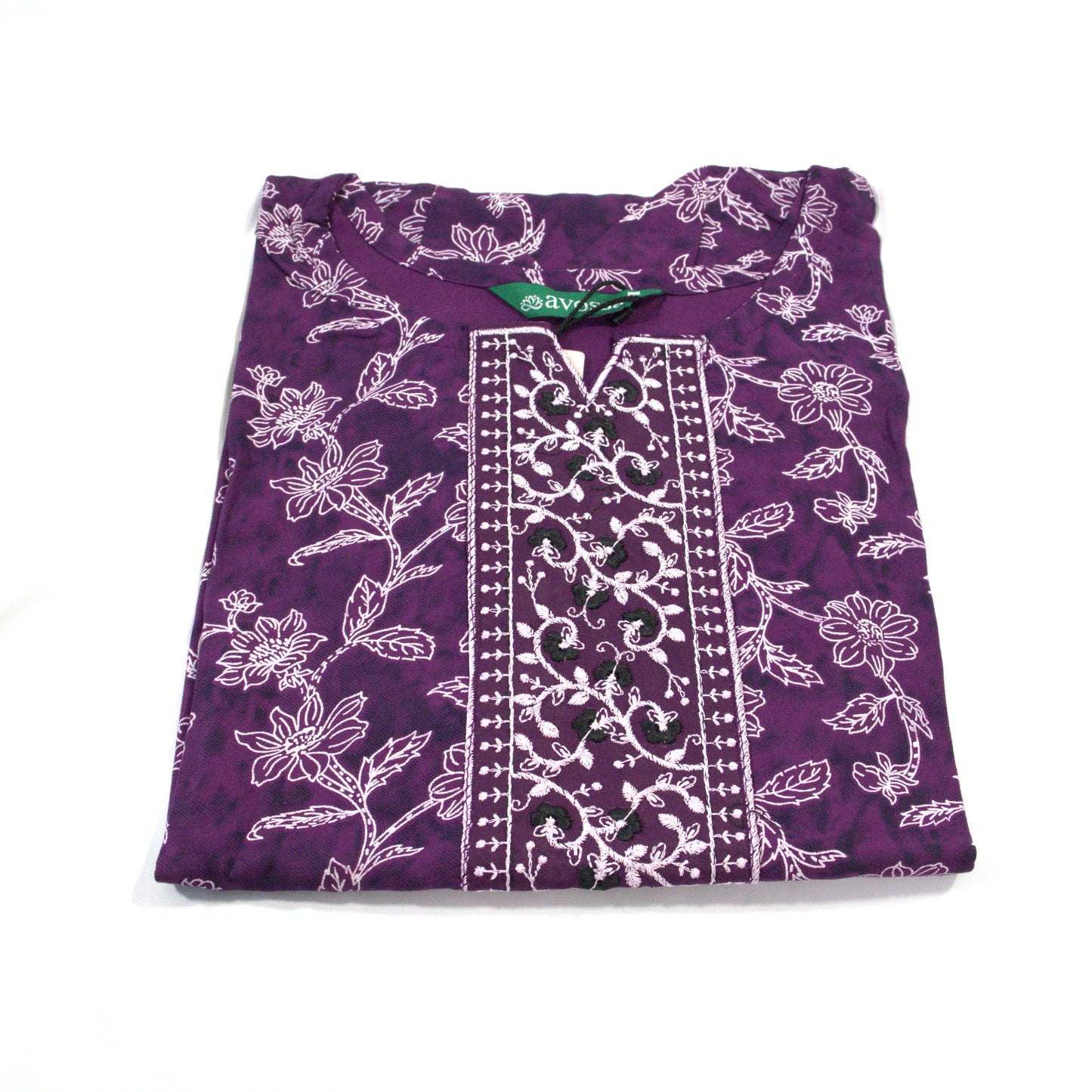 Purple Floral Kurta with Delicate Embroidery