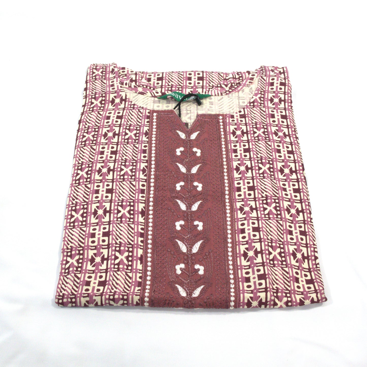 Pink Geometric Kurta with Embroidered Detailing