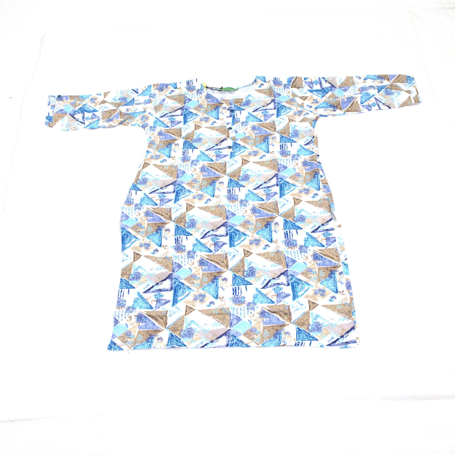 Blue and White Geometric Print Kurta