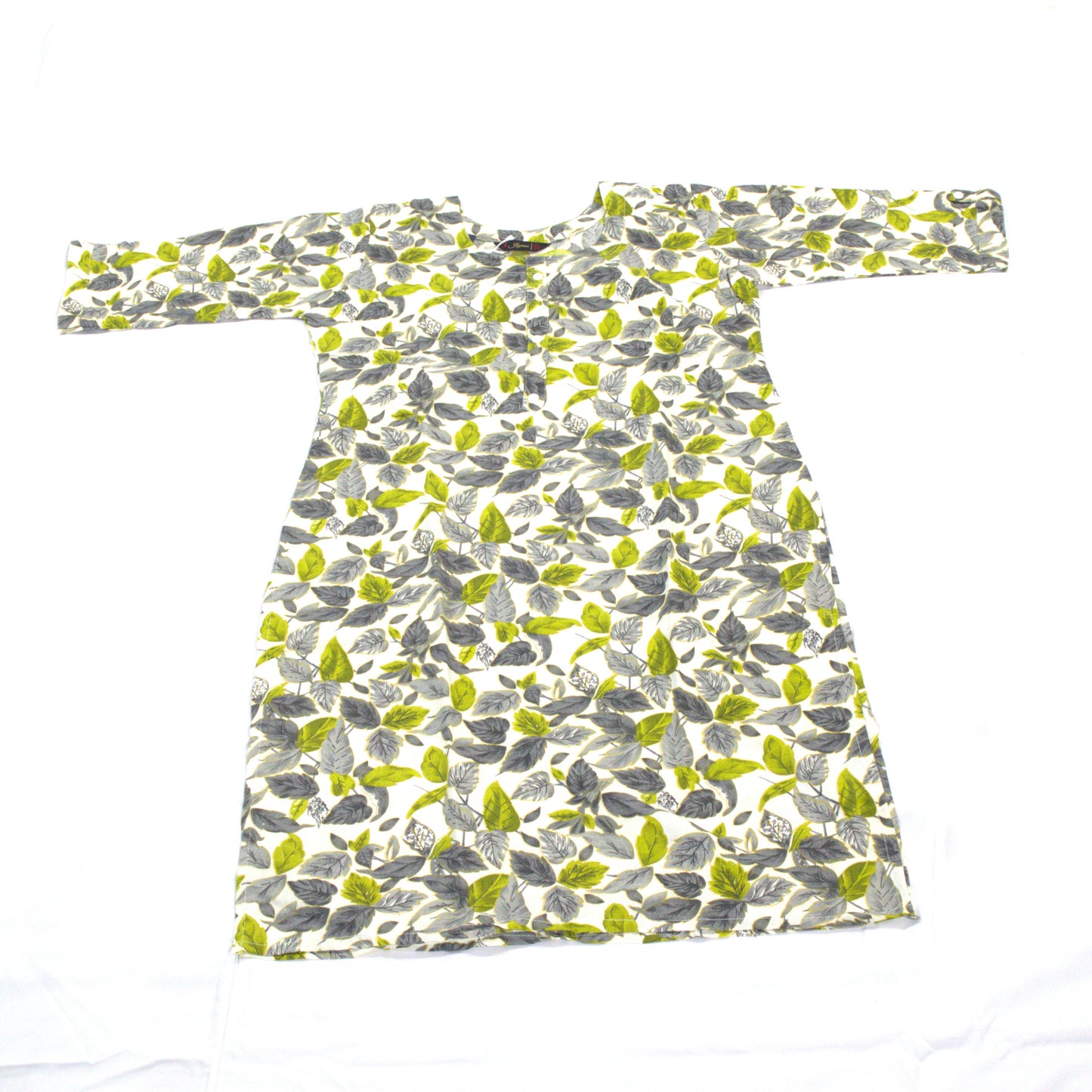 White Leaf Print Kurta