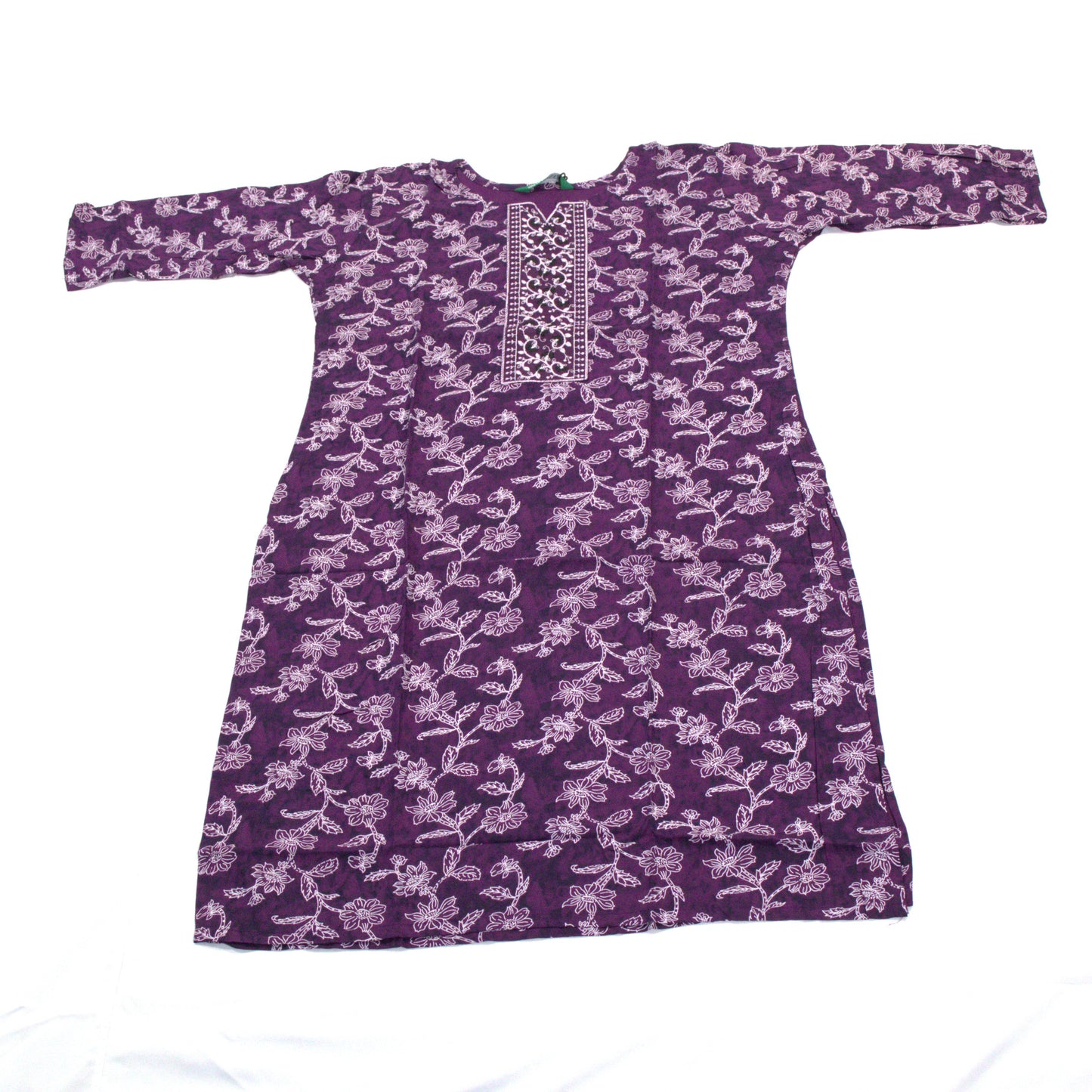 Purple Floral Kurta with Delicate Embroidery