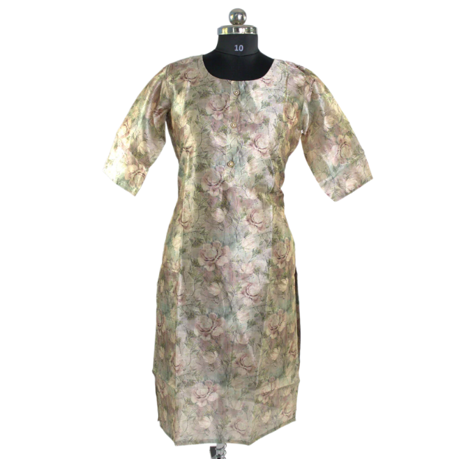 Beige Floral Kurta