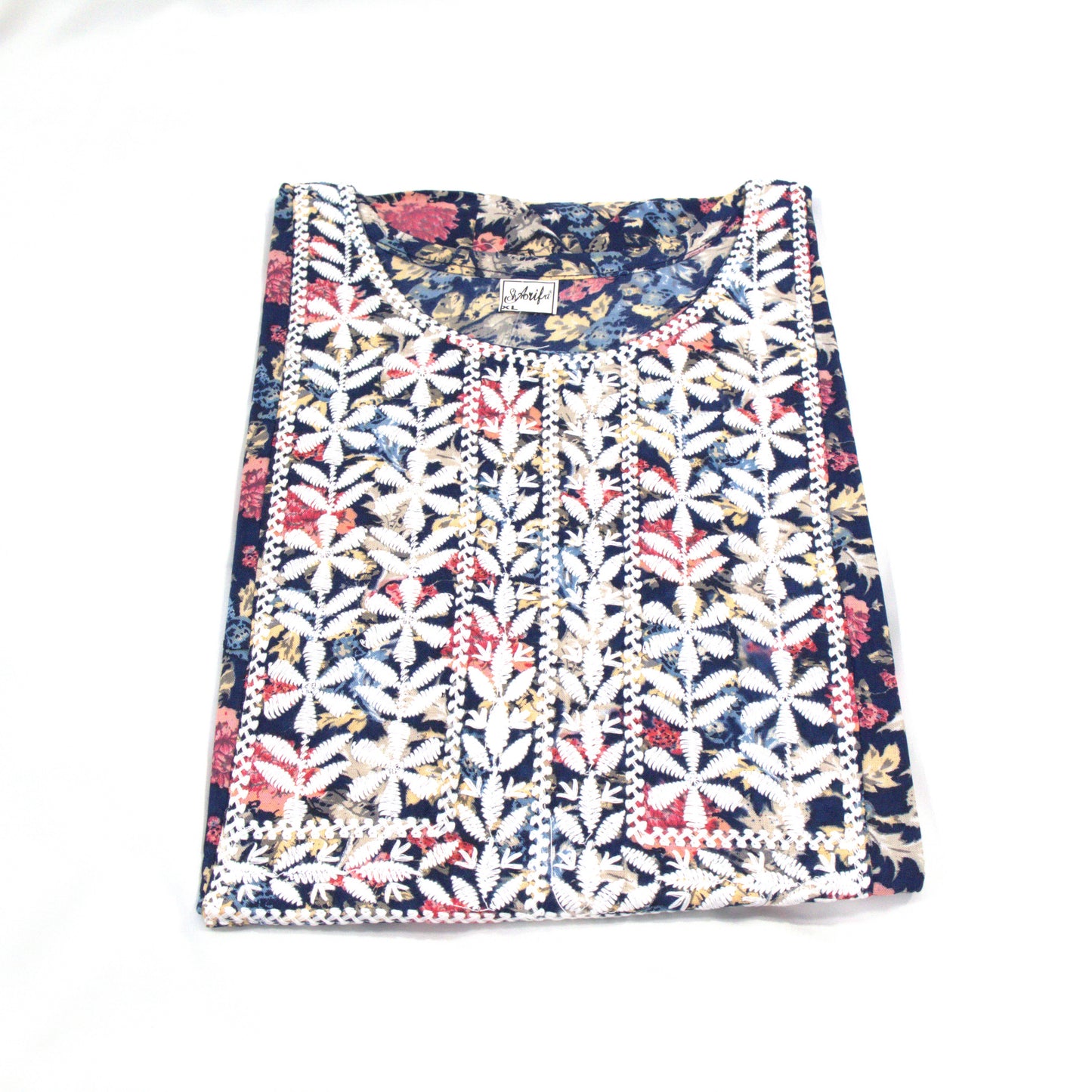 Vintage Charm: Floral Kurti with Lace Detailing