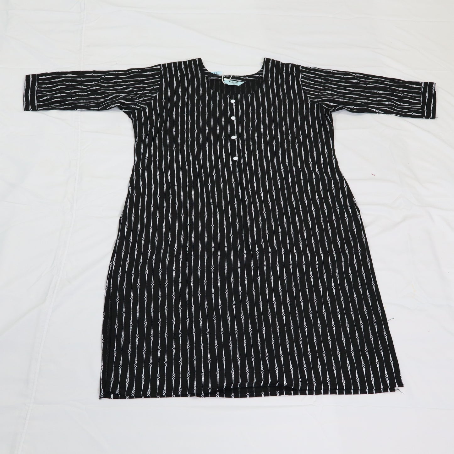 Classic Chic: Black and White Ikat Kurti