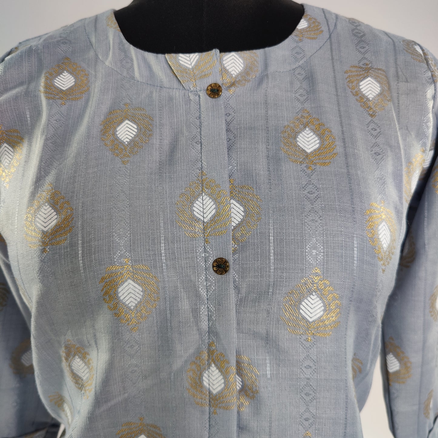 Diamond Print Cotton Kurti Dress in Powder Blue