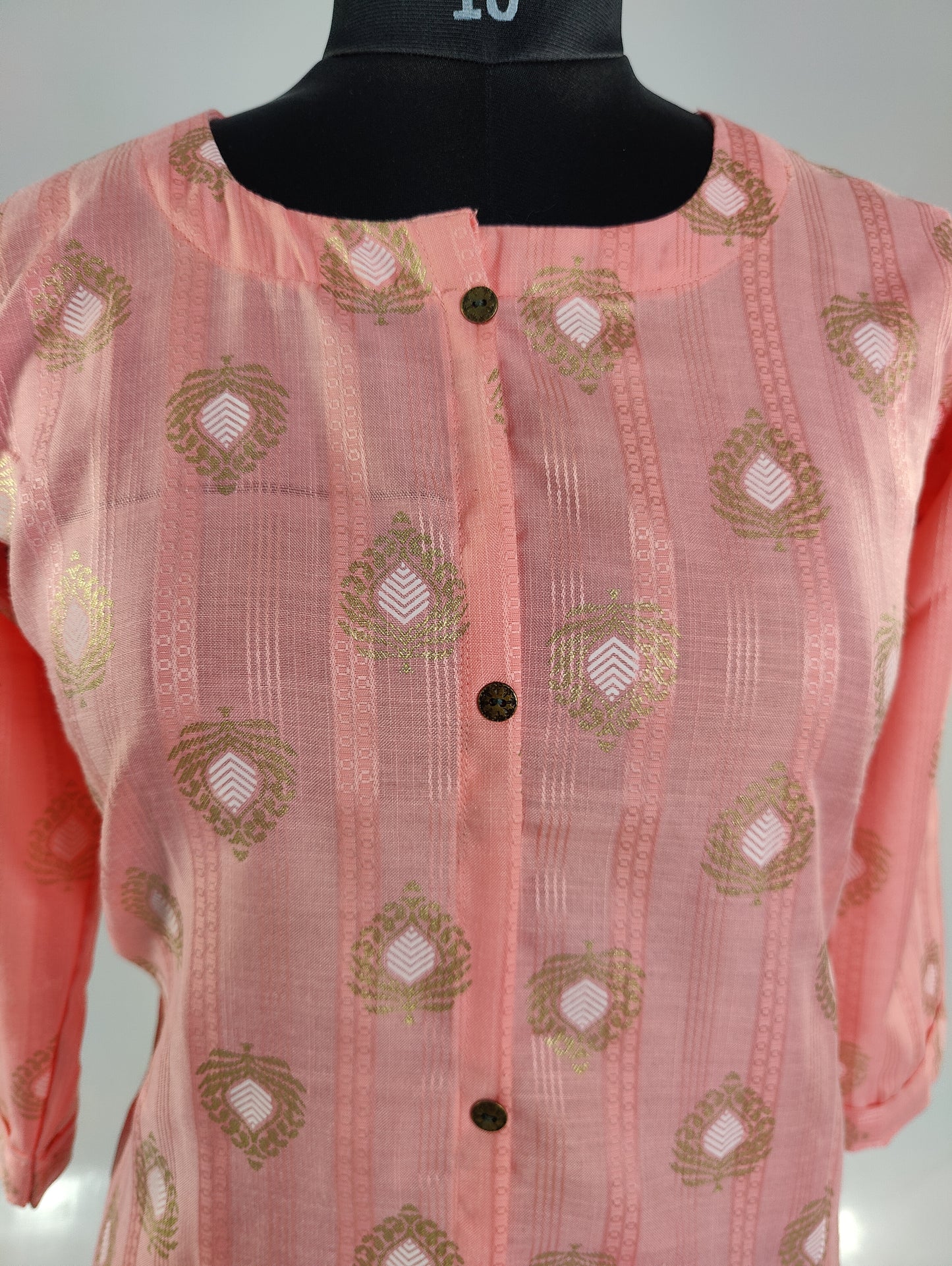 Blush Pink Diamond Print Cotton Kurti Dress