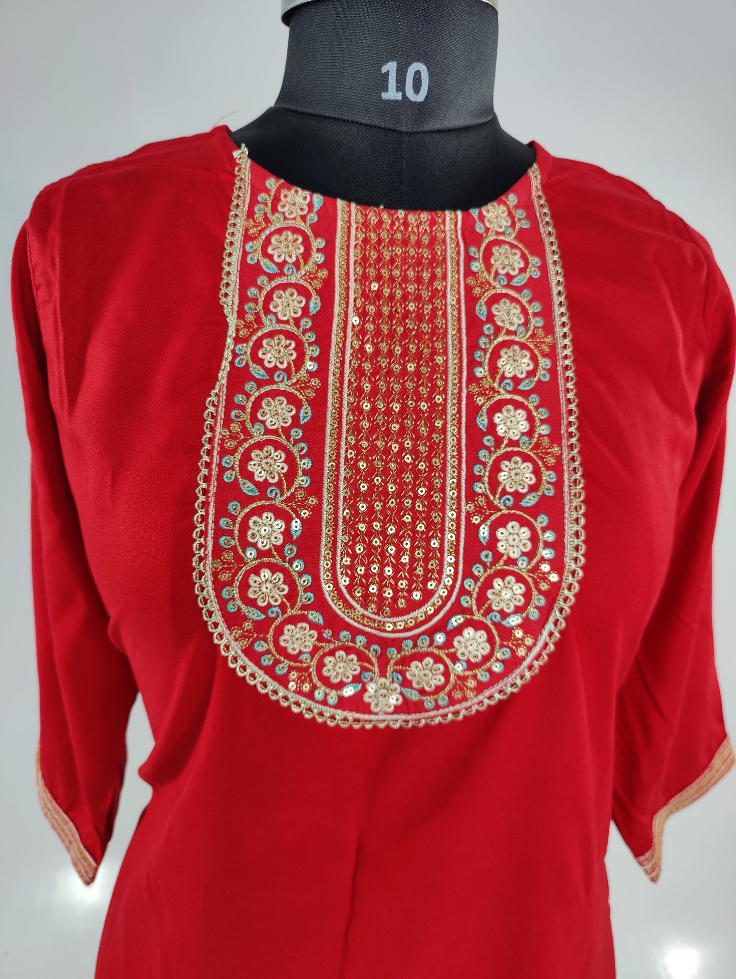 Regal Red Kurta with Intricate Embroidery