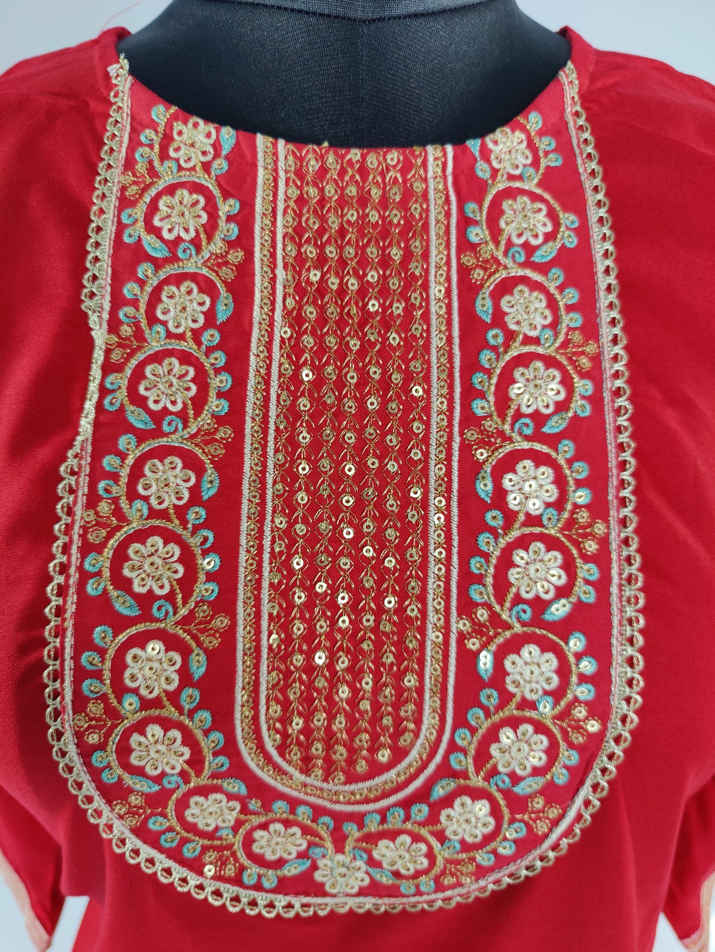 Regal Red Kurta with Intricate Embroidery