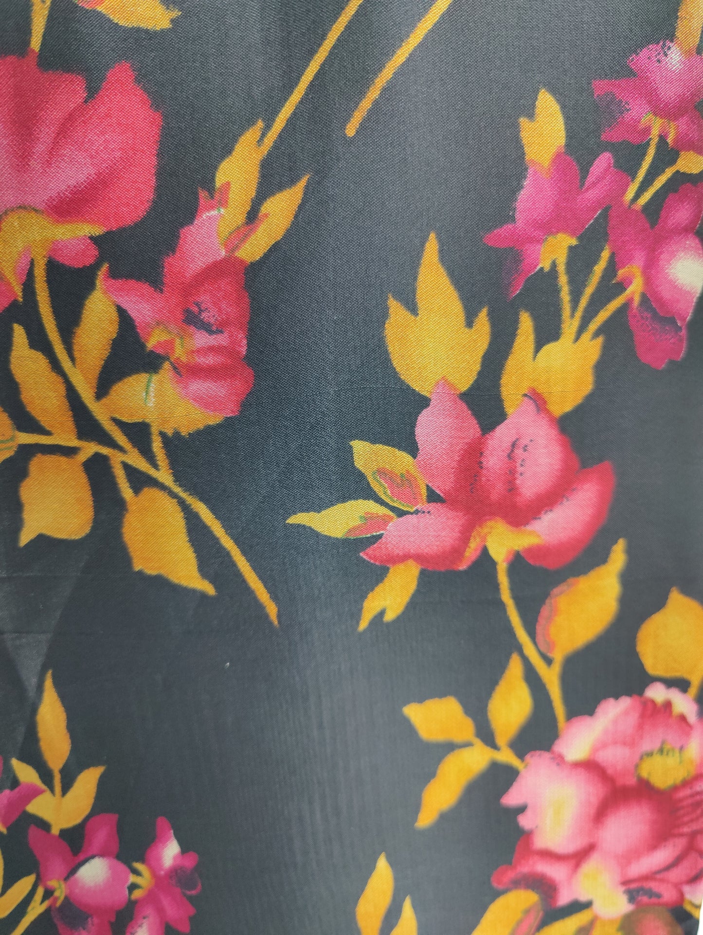 Black Kurta with Sequined Neckline and Floral Motif