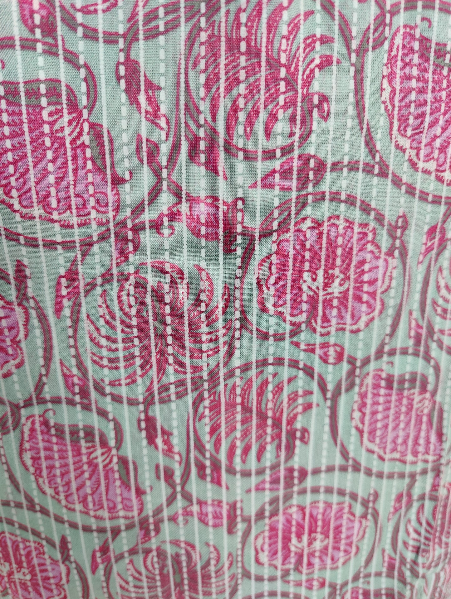 Kurta with Embroidered Neckline and Pink Block Print