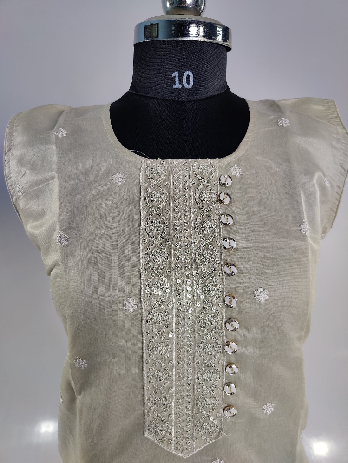 Subtle Elegance: Embroidered Kurti in Beige