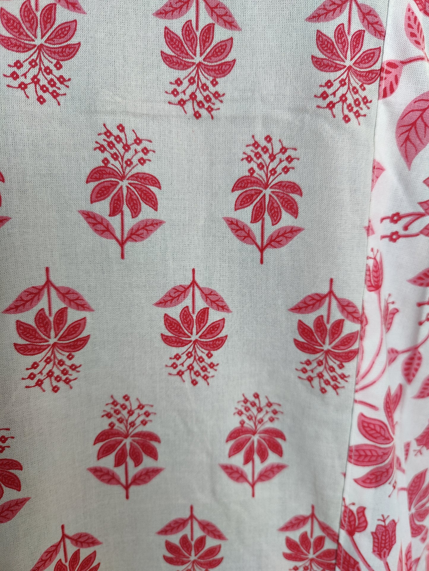 Subtle Elegance: White and Pink Floral Kurti with Embellished Neckline