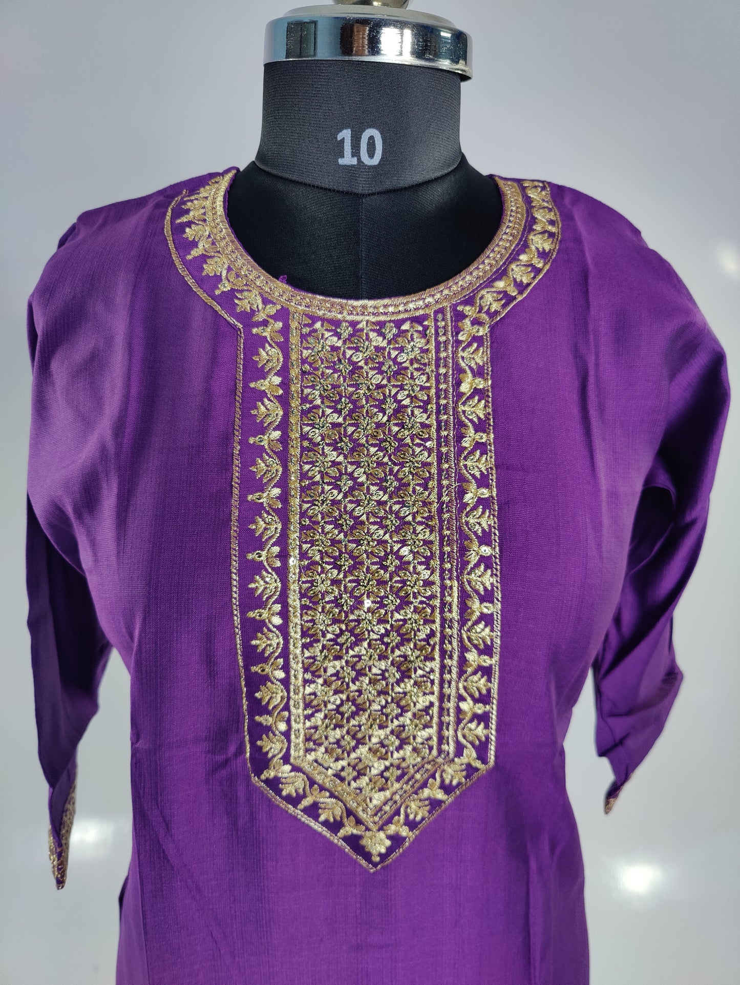 Royal Purple Kurti with Golden Embellishments