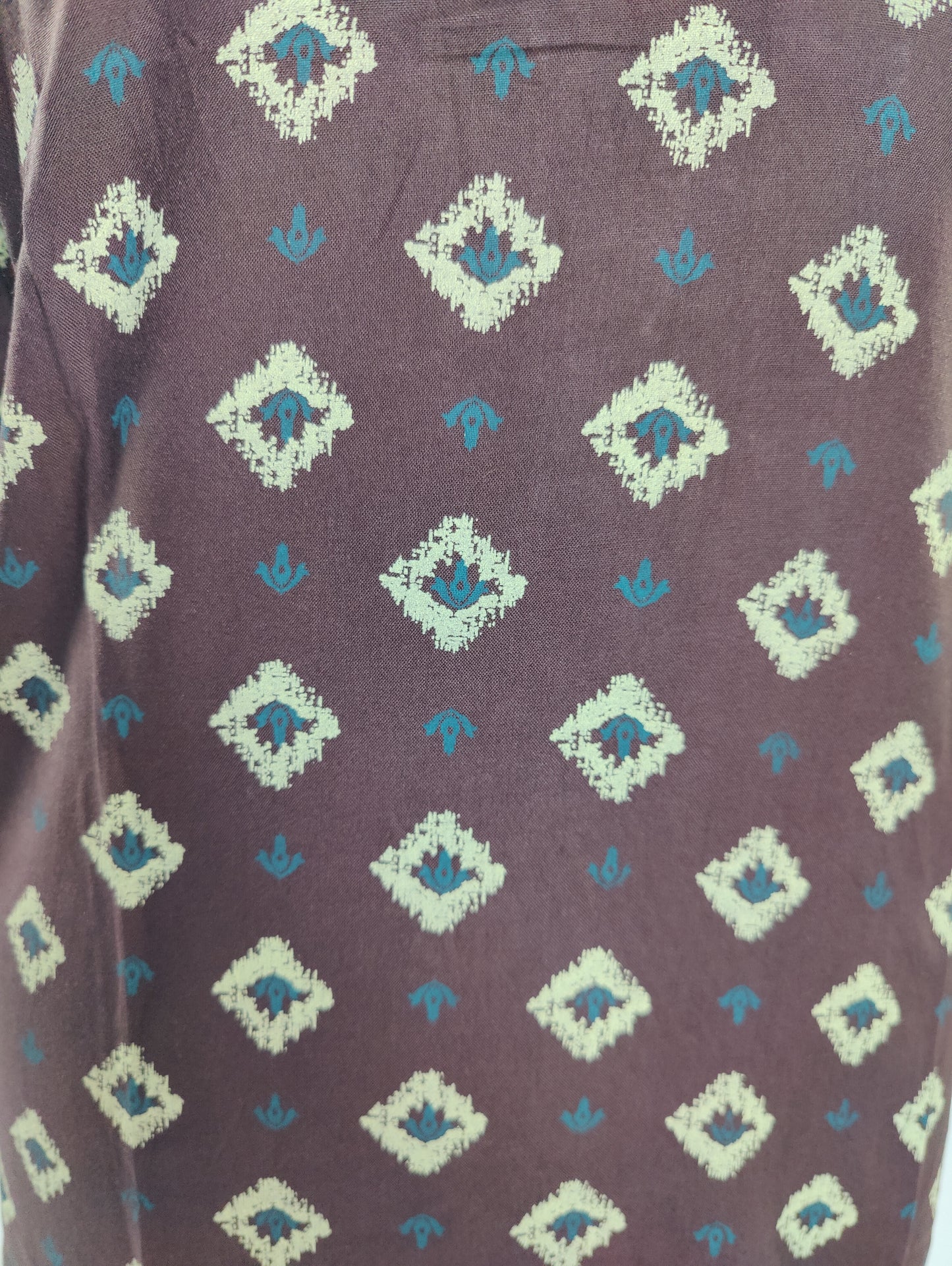 Rustic Chic: Brown Ikat Kurti with Pleated Detail