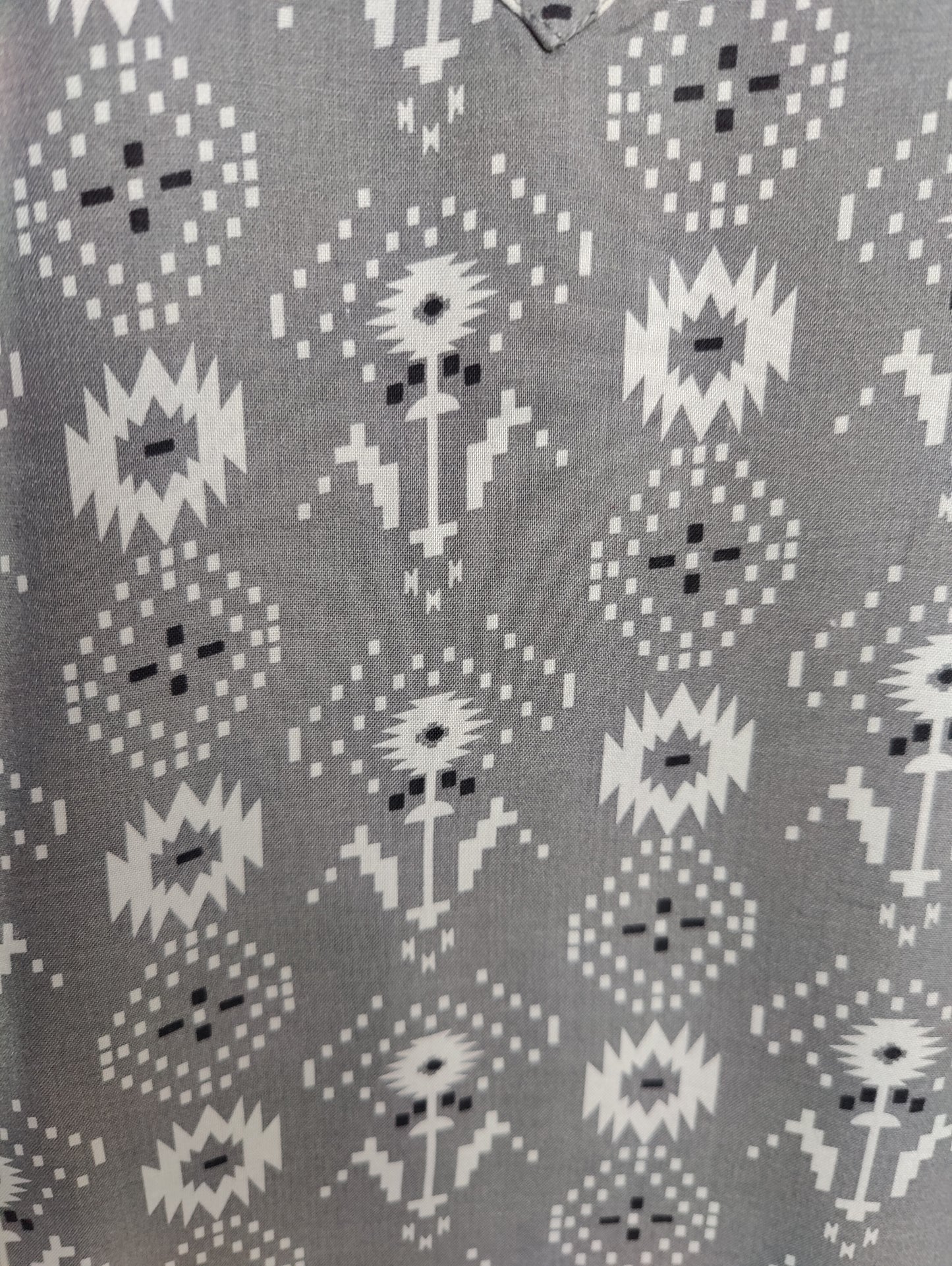 Subtle Elegance: Grey Ikat Kurti with Three-Quarter Sleeves
