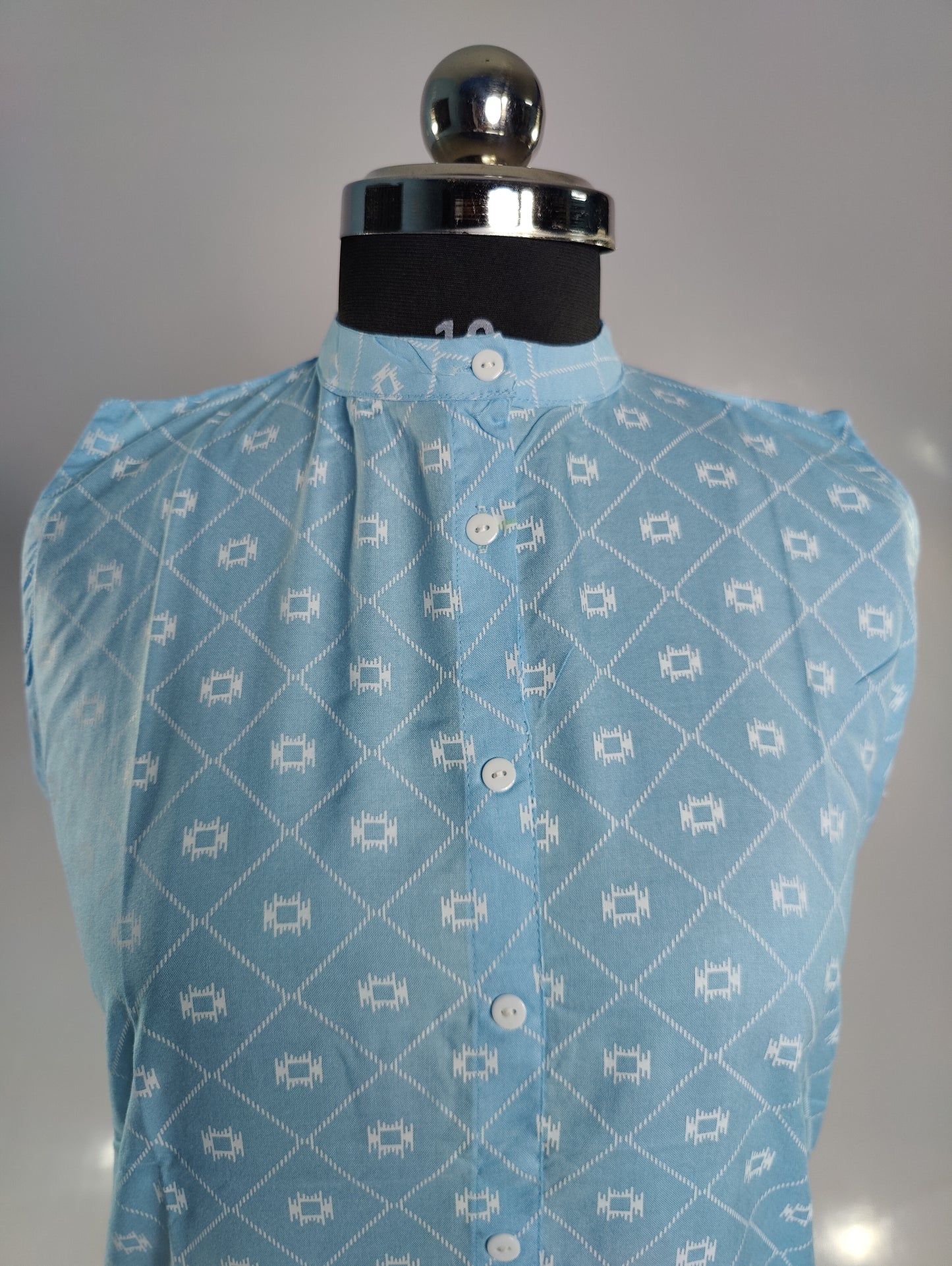 Sky Blue Kurti with Diamond Pattern
