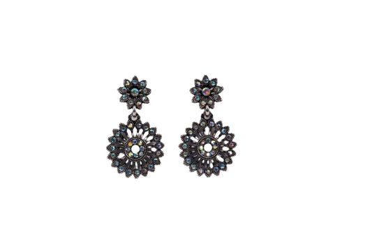 Crystal Flower Earrings (RAINBOW WHITE) (KN1629)