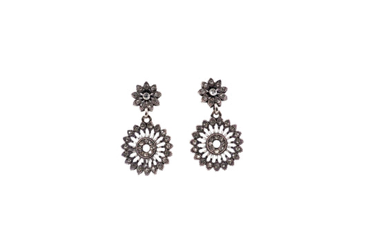 Crystal Flower Earrings (WHITE) (KN1629)
