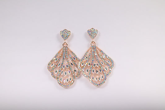 Feather-Inspired Crystal Earrings (AJ1022)