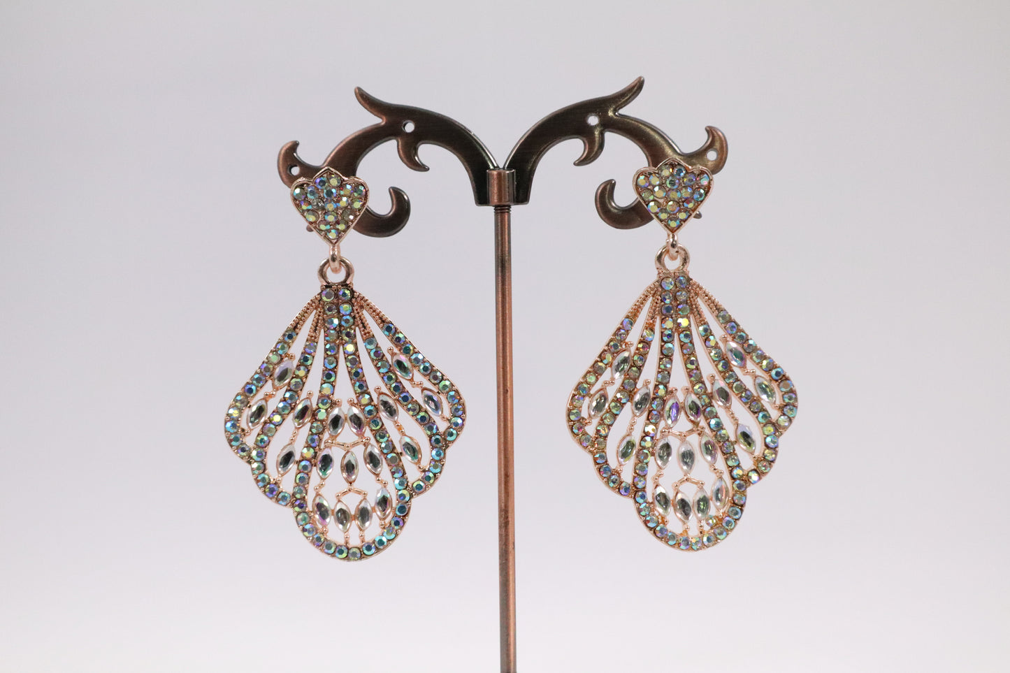 Feather-Inspired Crystal Earrings (AJ1022)