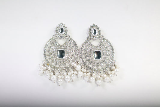 Mirror-Embellished Jhumka Earrings (DH F504)