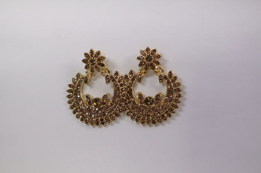 Golden Crystal Halo Earrings (DH P680)