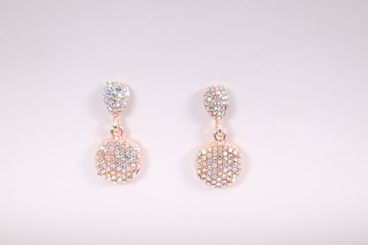 Shimmering Crystal Oval Earrings (Rose Gold) (DH P744)