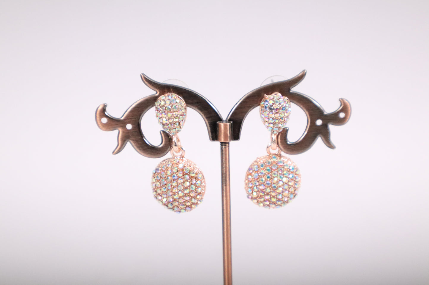 Shimmering Crystal Oval Earrings (Rose Gold) (DH P744)