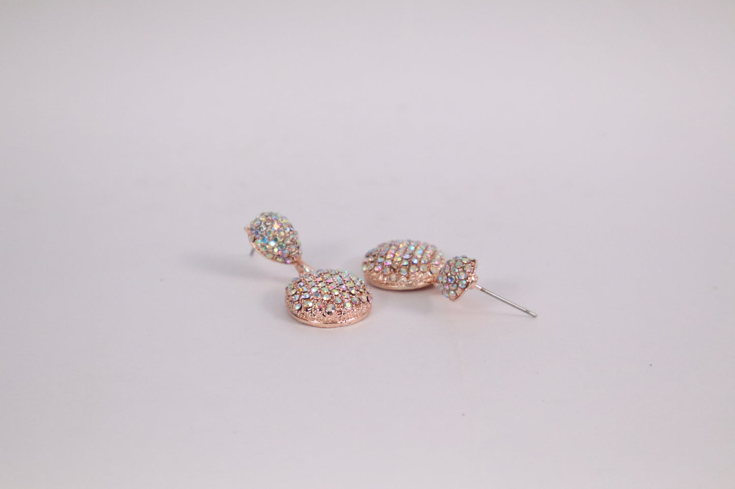 Shimmering Crystal Oval Earrings (Rose Gold) (DH P744)