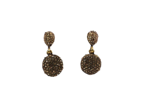 Shimmering Crystal Oval Earrings (GOLDEN BLACK) (DH P744)