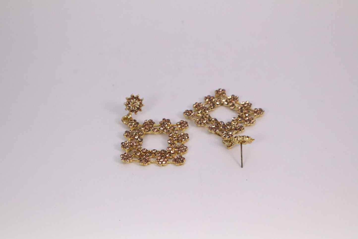 Diamond Lattice Drop Earrings (DH P778)