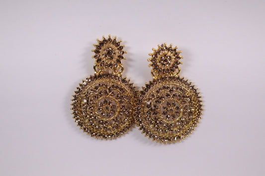 Shimmering Iridescent Drop Earrings (Golden Black) (DH P795)
