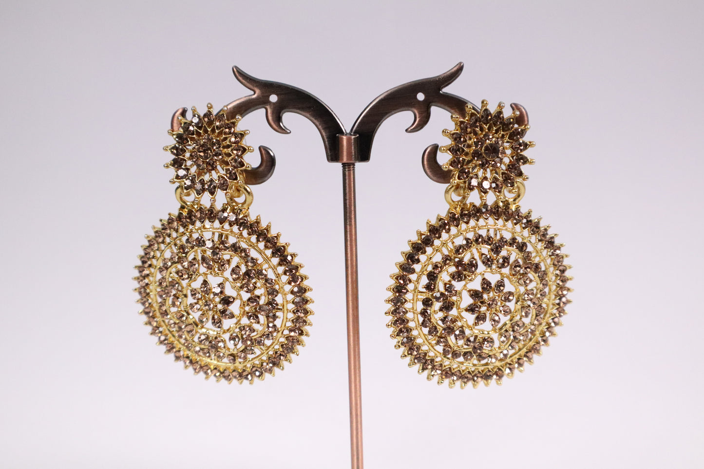Shimmering Iridescent Drop Earrings (Golden Black) (DH P795)