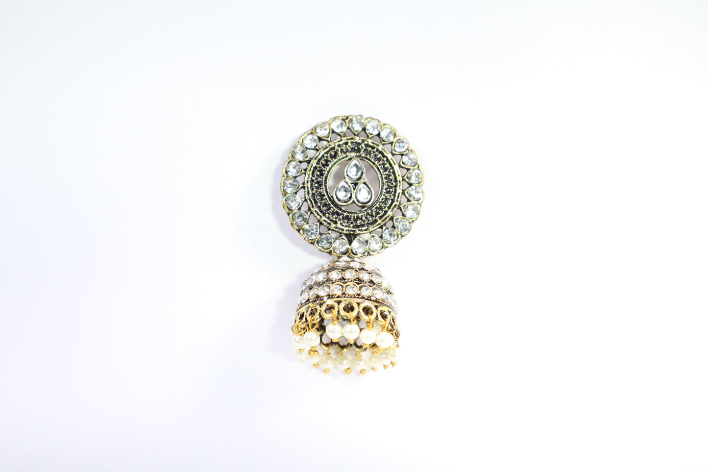 Crystal-Embellished Jhumka Earrings (DH ZG364)