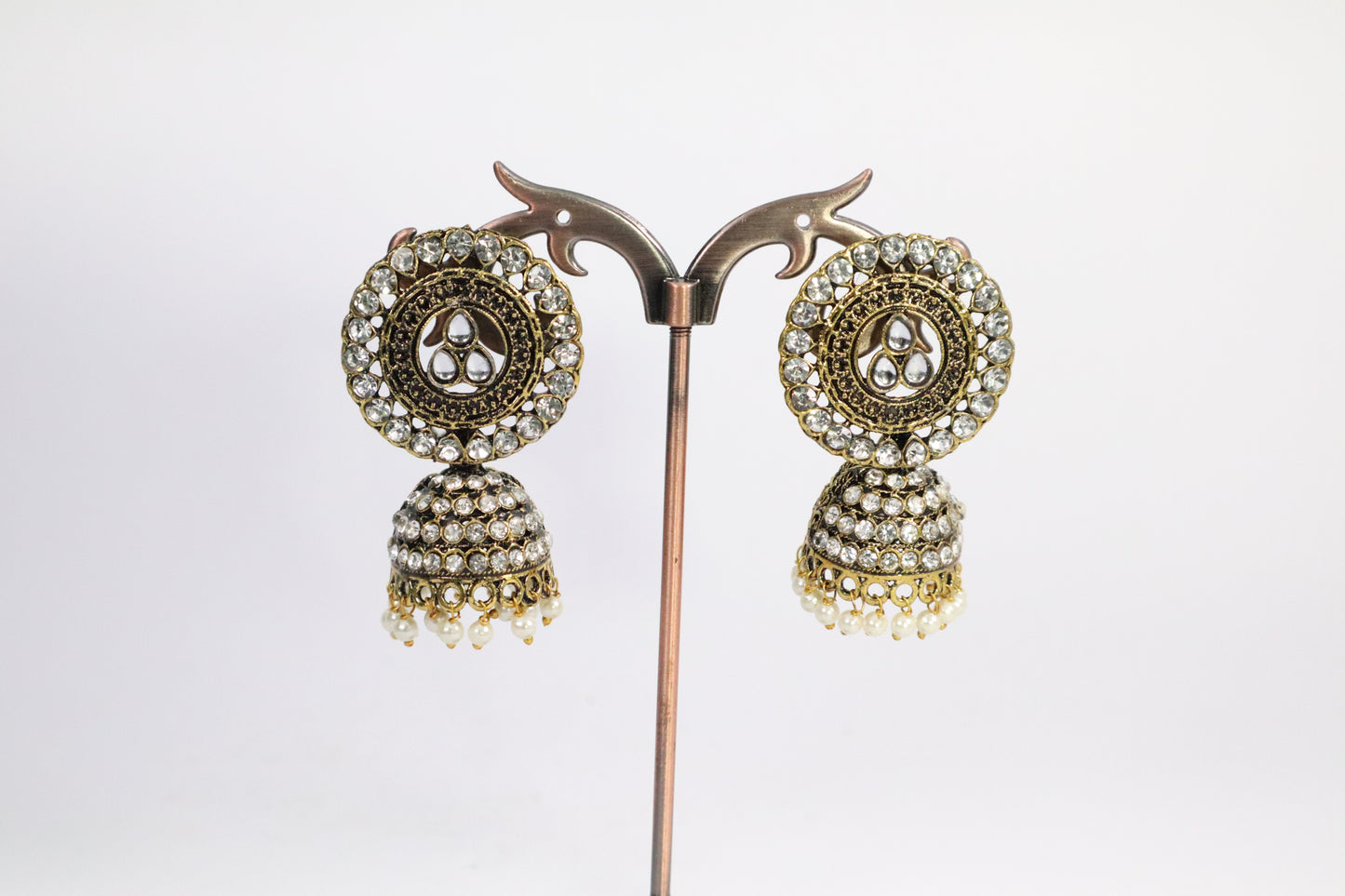 Crystal-Embellished Jhumka Earrings (DH ZG364)