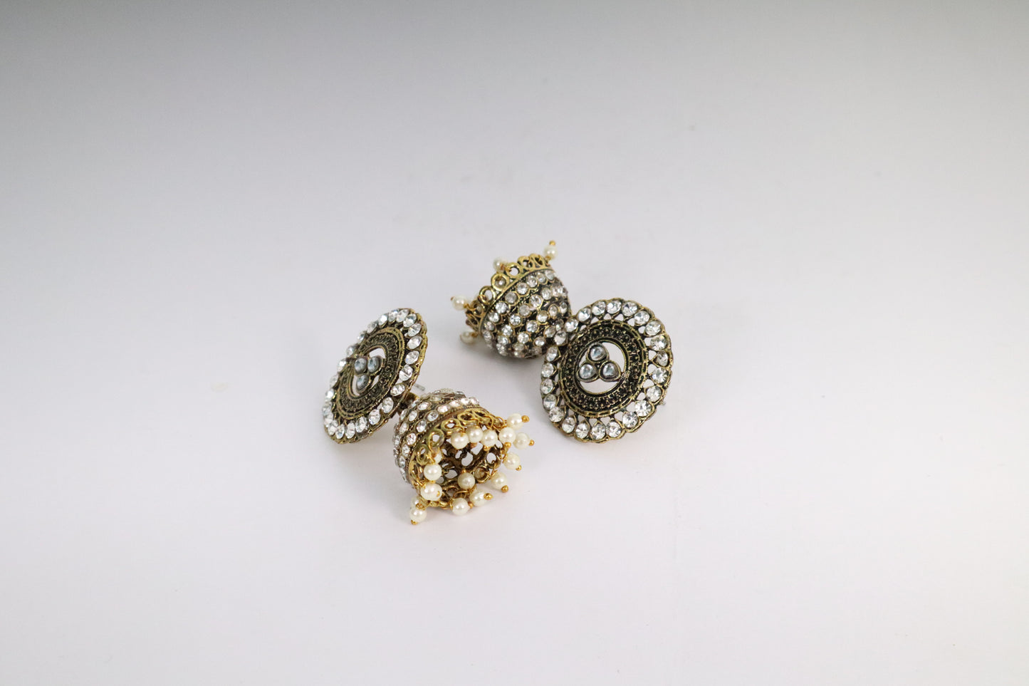 Crystal-Embellished Jhumka Earrings (DH ZG364)