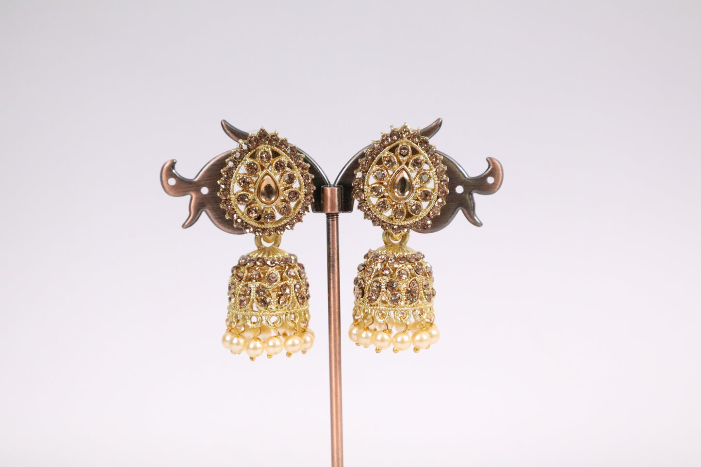 Teardrop Jhumka Earrings with Pearl Tassels (DH ZG667)