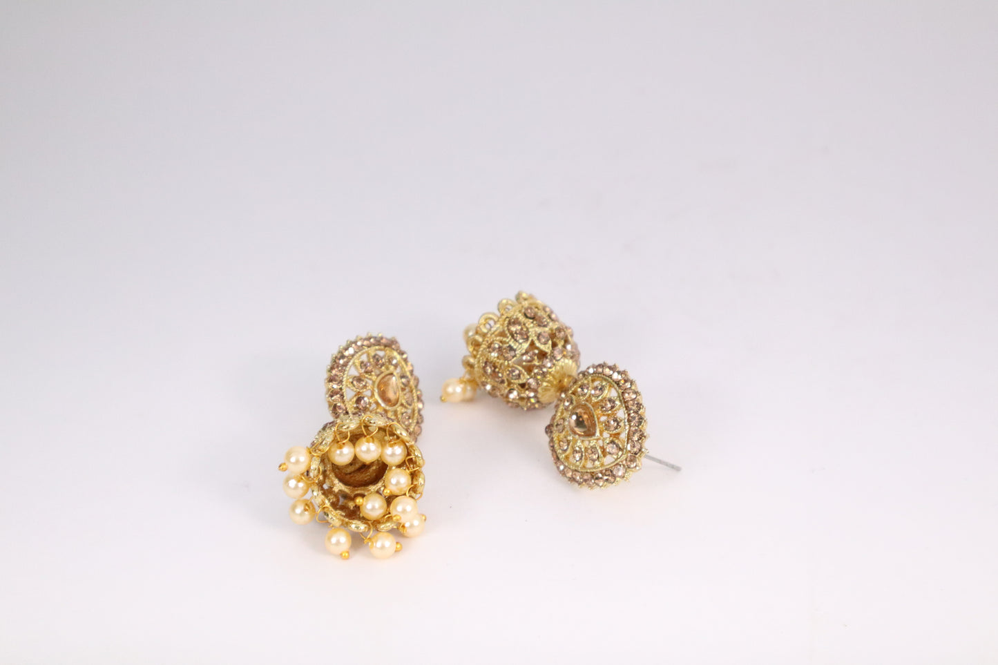 Teardrop Jhumka Earrings with Pearl Tassels (DH ZG667)
