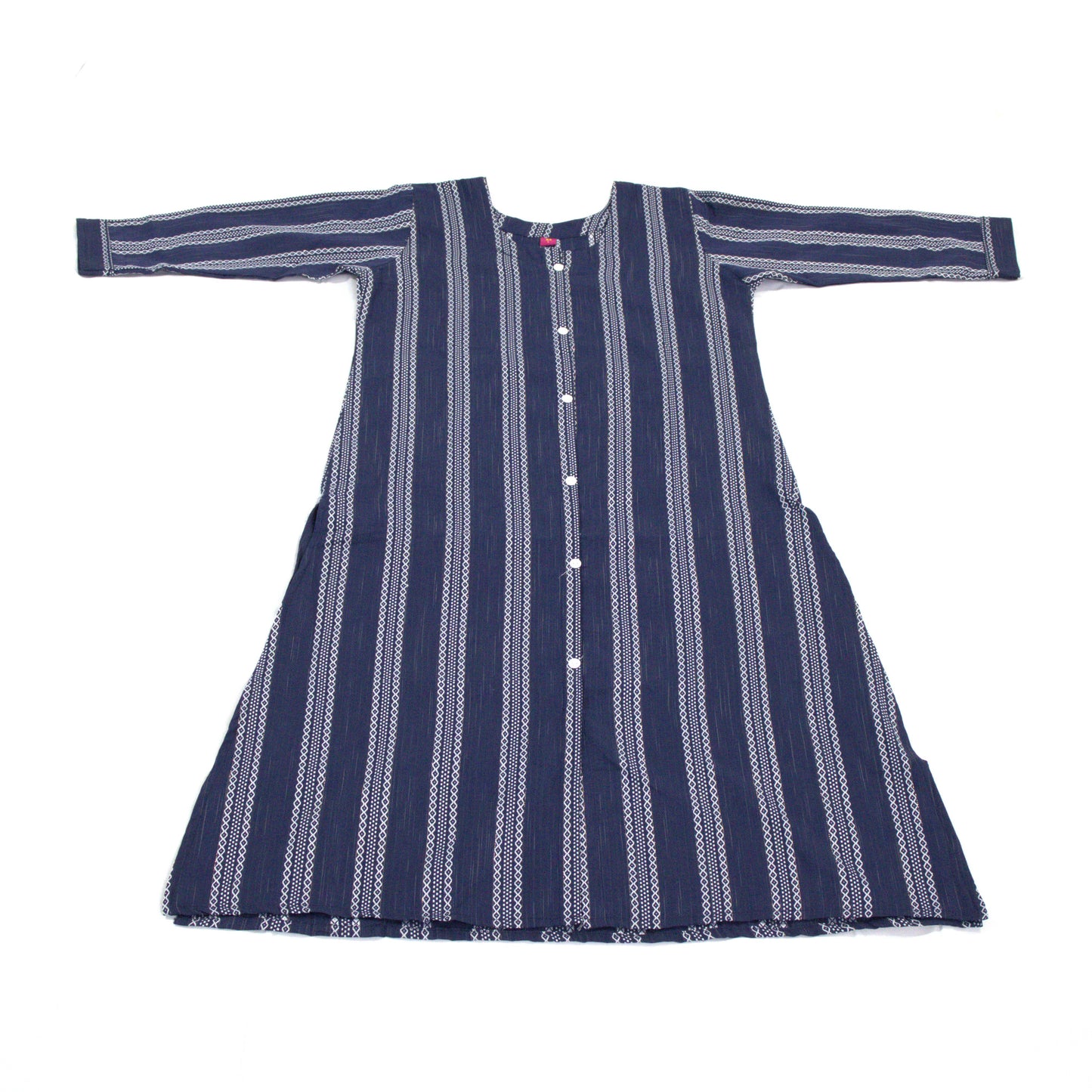 Traditional Indigo Striped Cotton Kurti Dress